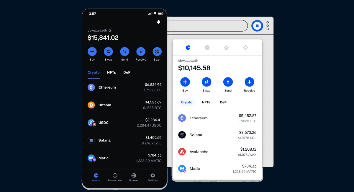 Your crypto web wallet: Coinbase.