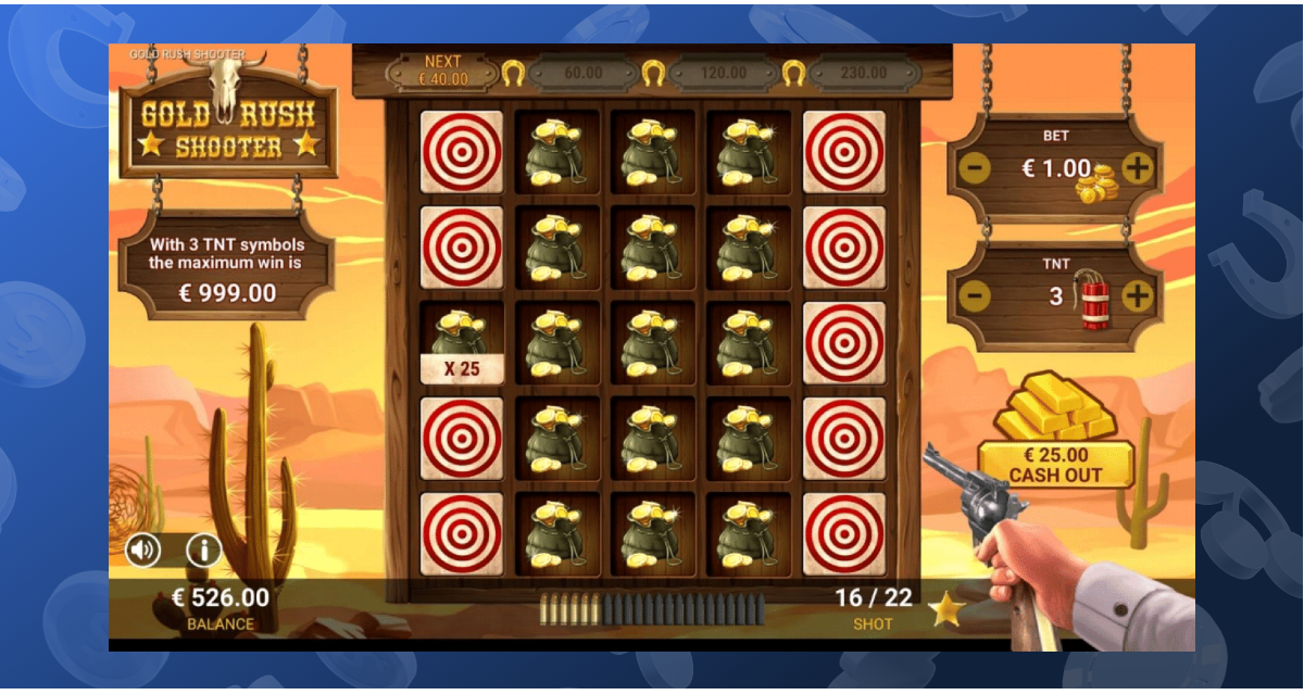 Play Gold Rush Shooter at Punt Casino.