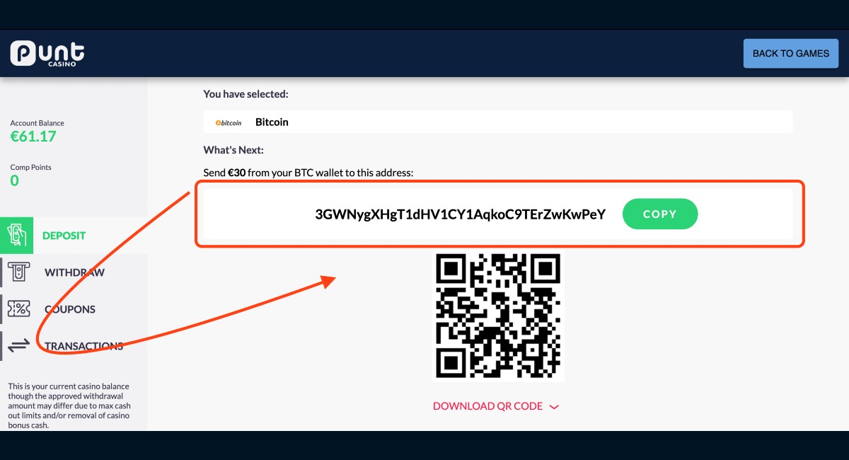 Copy the web wallet address.