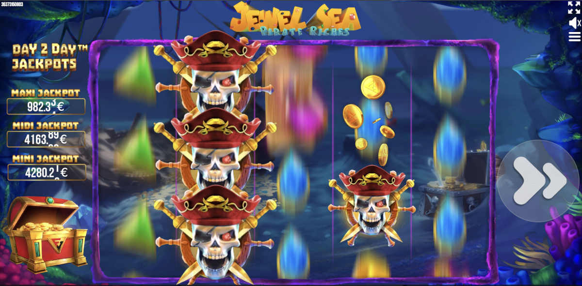 Jewel Sea Pirate Riches jackpot slot played at Punt Casino.