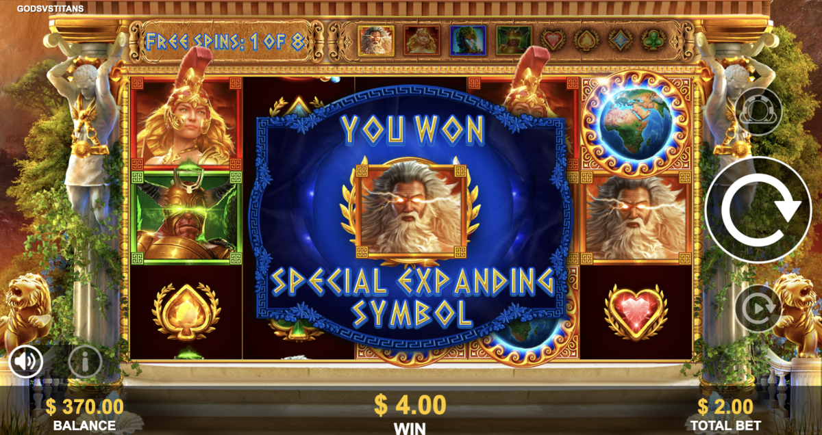 Gods vs Titans slot free spins.