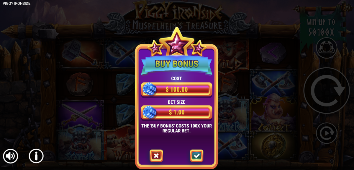 Piggy Ironside Muspelheim's Treasure slot Buy Bonus feature.