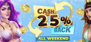 Cashback weekend at Punt Casino with 25% cash back on all net losses.