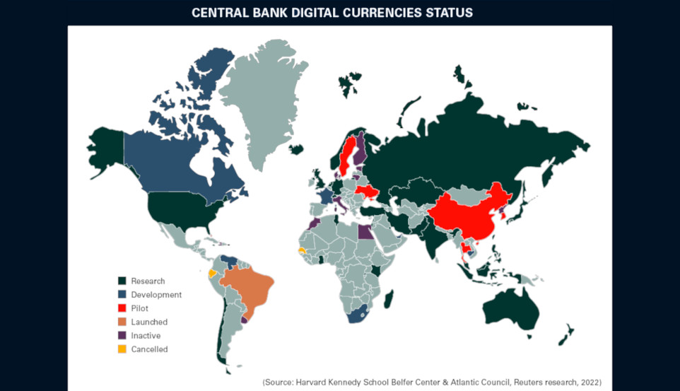 Central banks around the world looking into the creation of their own digital currencies.