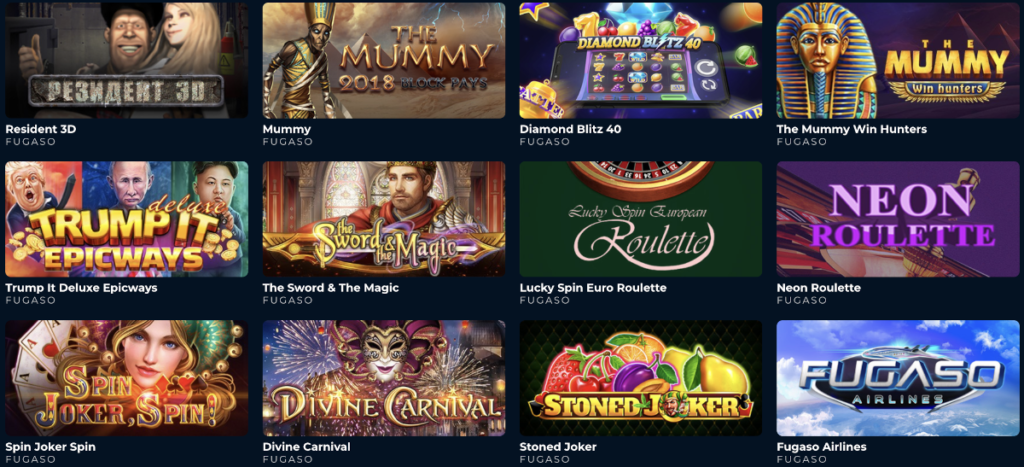 Top bitcoin casino games from Fugaso at Punt Casino.