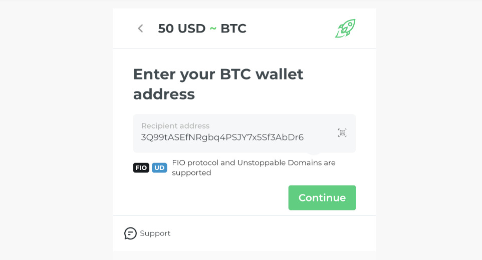 Example of a bitcoin deposit address.